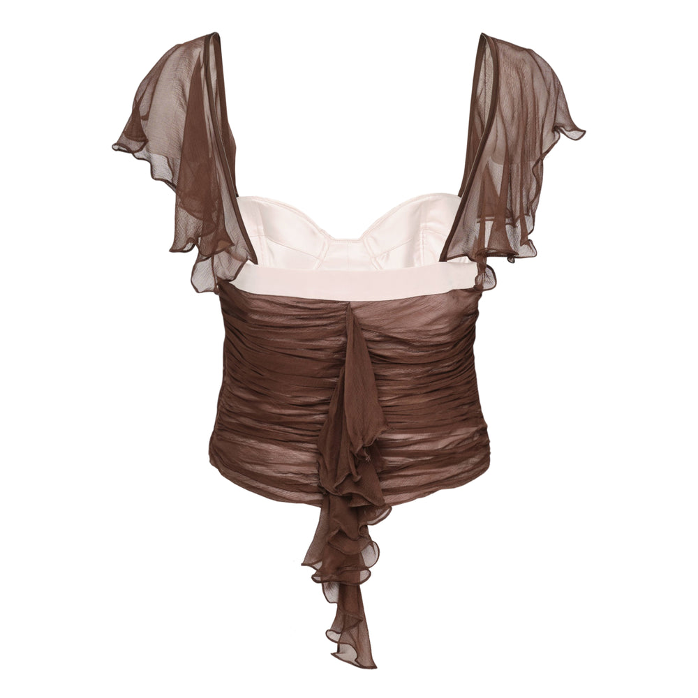 Stolen Stores Black Chiffon Ruched Corset Top - view 2