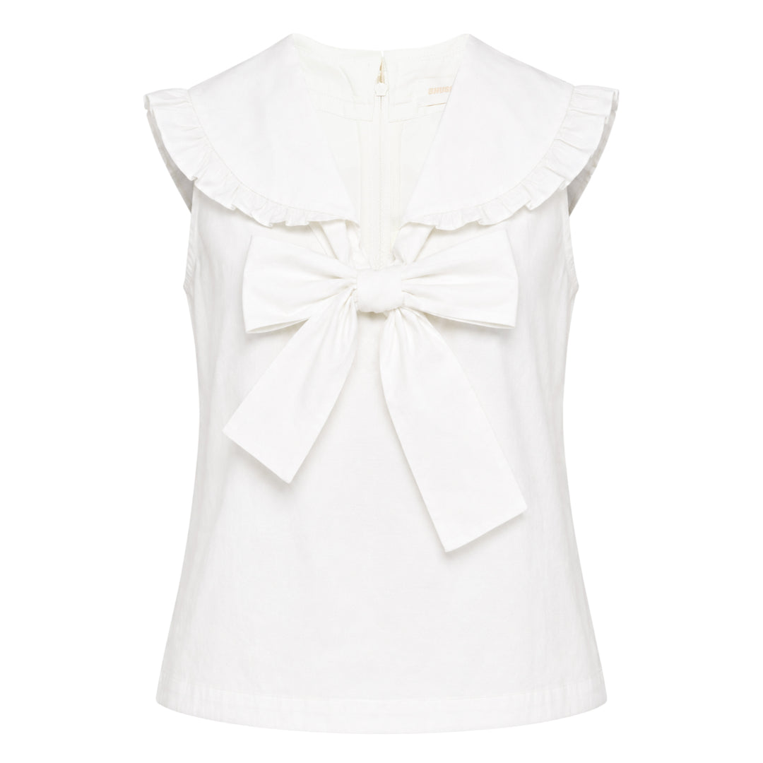 Ruffle Collar Bow Top