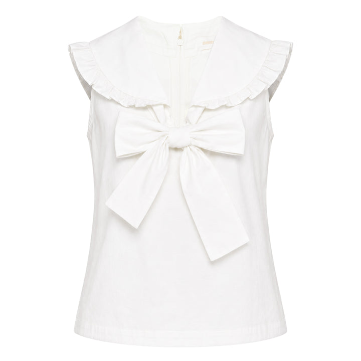 Ruffle Collar Bow Top