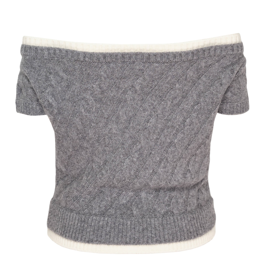 Bow Off-Shoulder Knit Crop Top