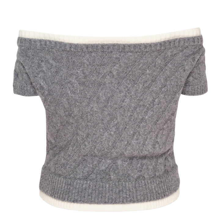 Bow Off-Shoulder Knit Crop Top