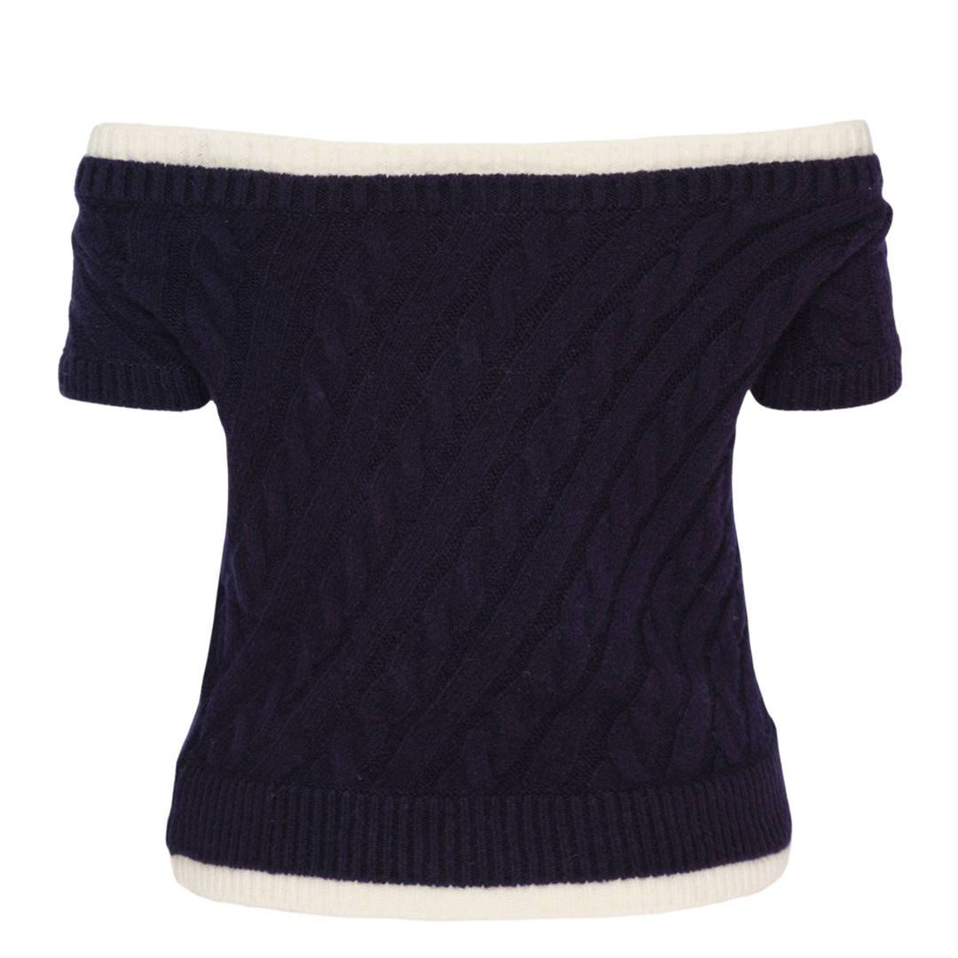 Bow Off-Shoulder Knit Crop Top