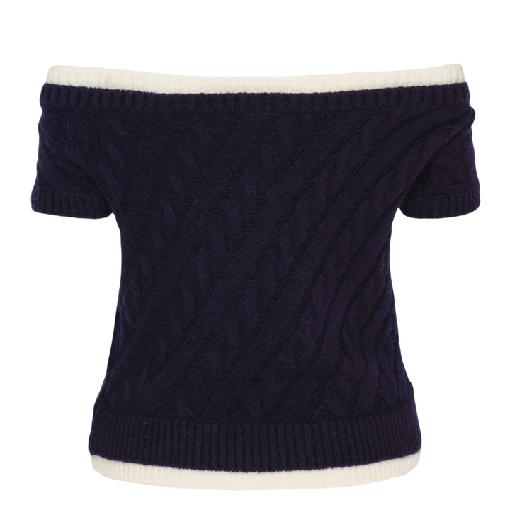 Bow Off-Shoulder Knit Crop Top