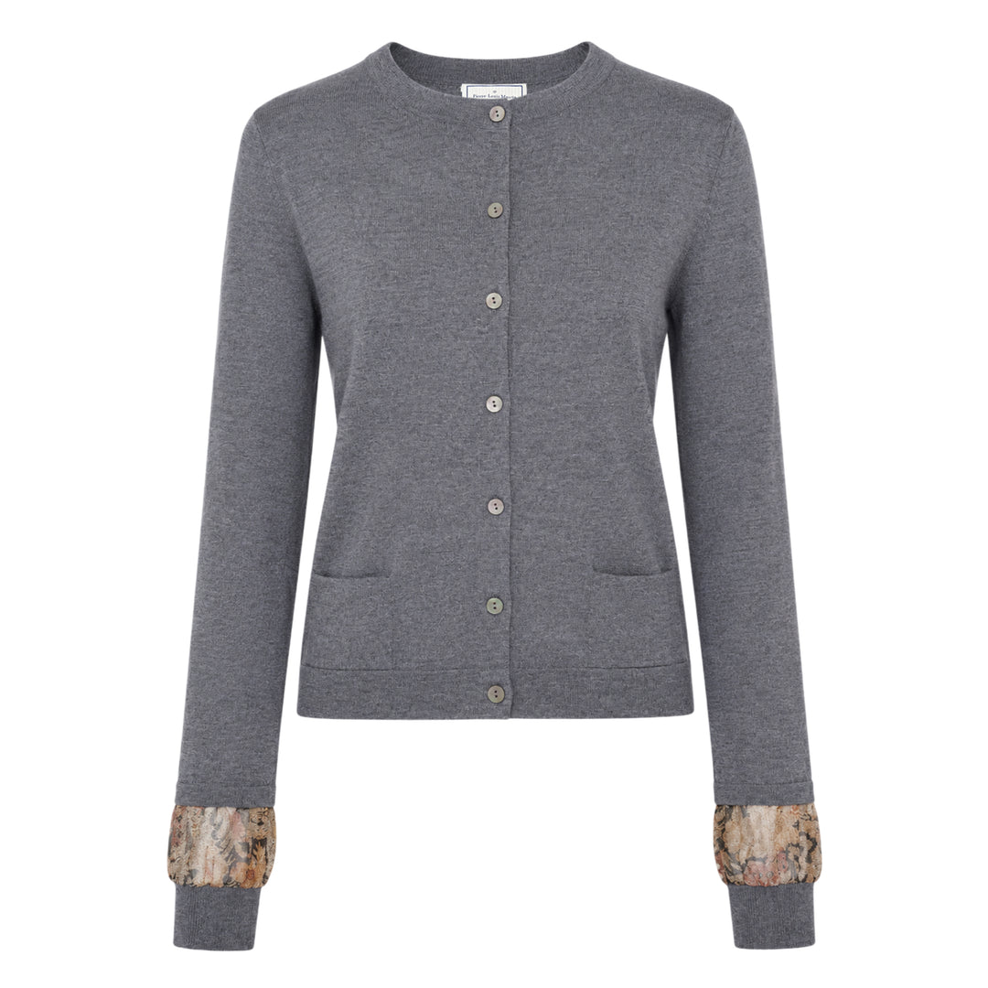 Floral Panel Wool Cardigan
