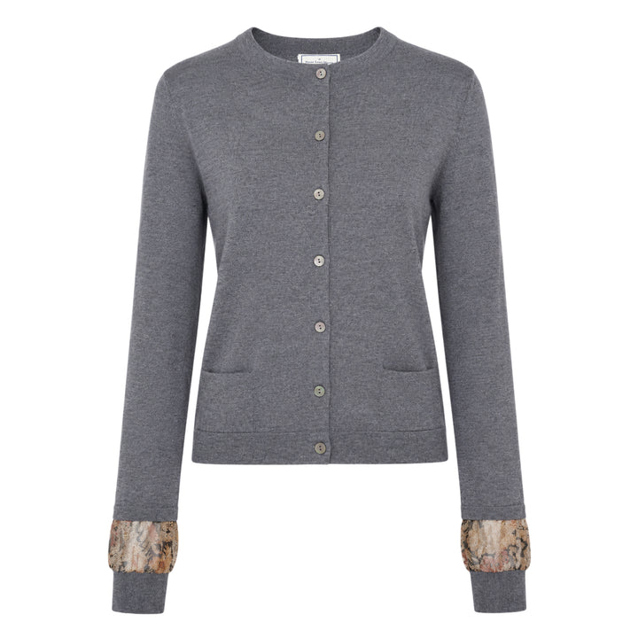 Floral Panel Wool Cardigan