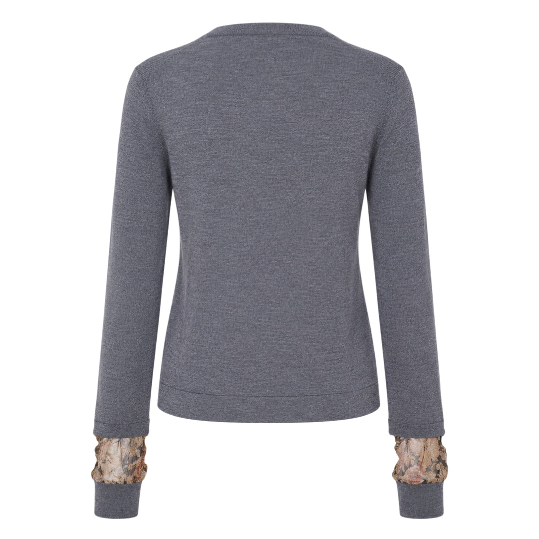 Floral Panel Wool Cardigan