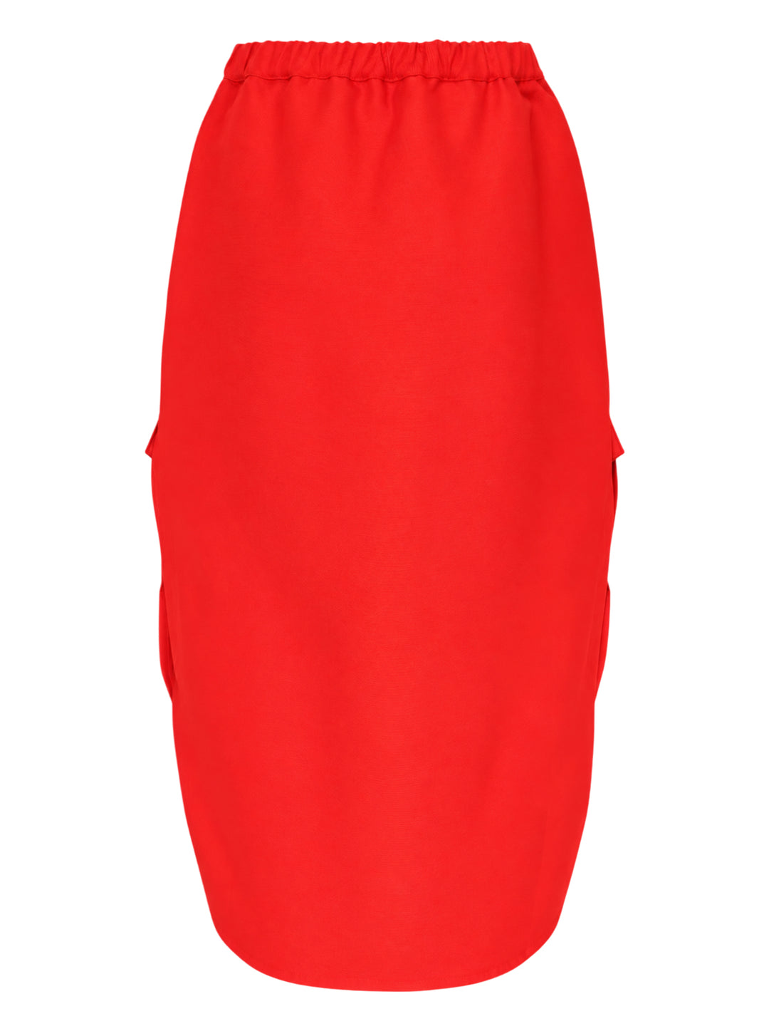 Sofie D'Hoore red midi skirt with elasticated waistband, front welt pockets, side flap detail and curved hem - view 2
