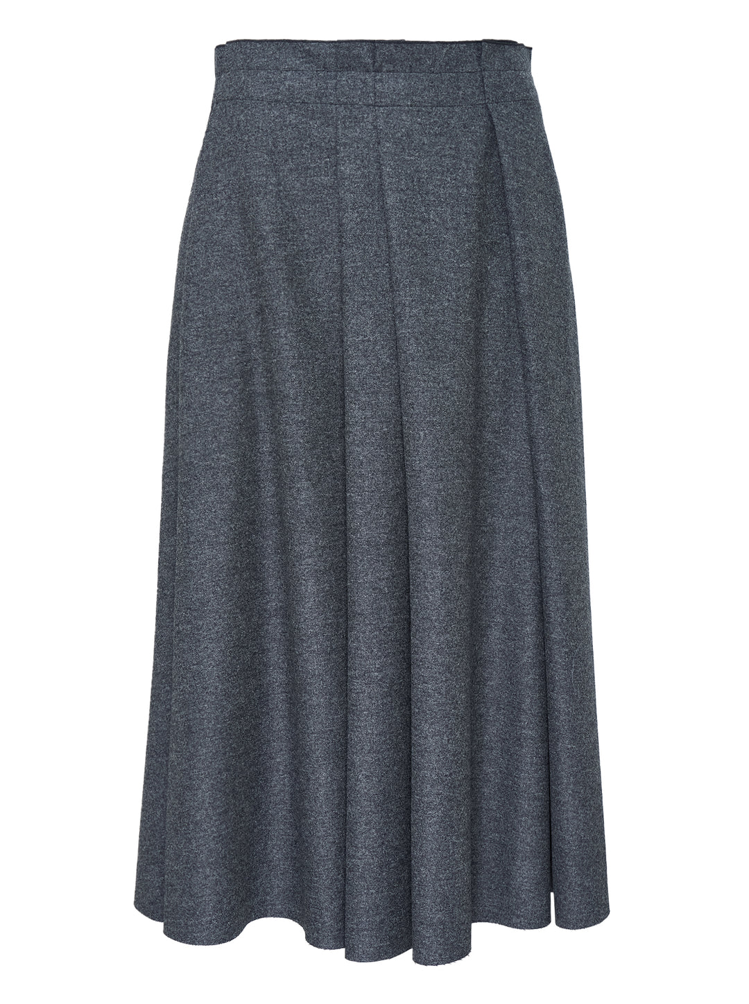 Sofie D'Hoore charcoal grey pleated midi skirt with a high waistband and flowing A-line silhouette, front view