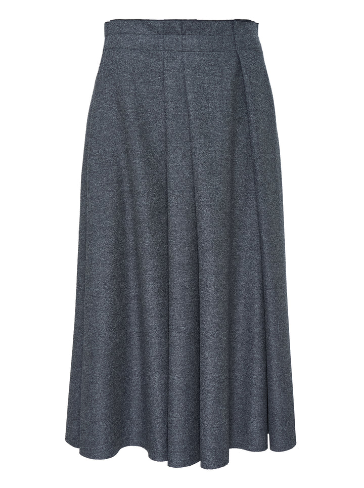 Sofie D'Hoore charcoal grey pleated midi skirt with a high waistband and flowing A-line silhouette, front view