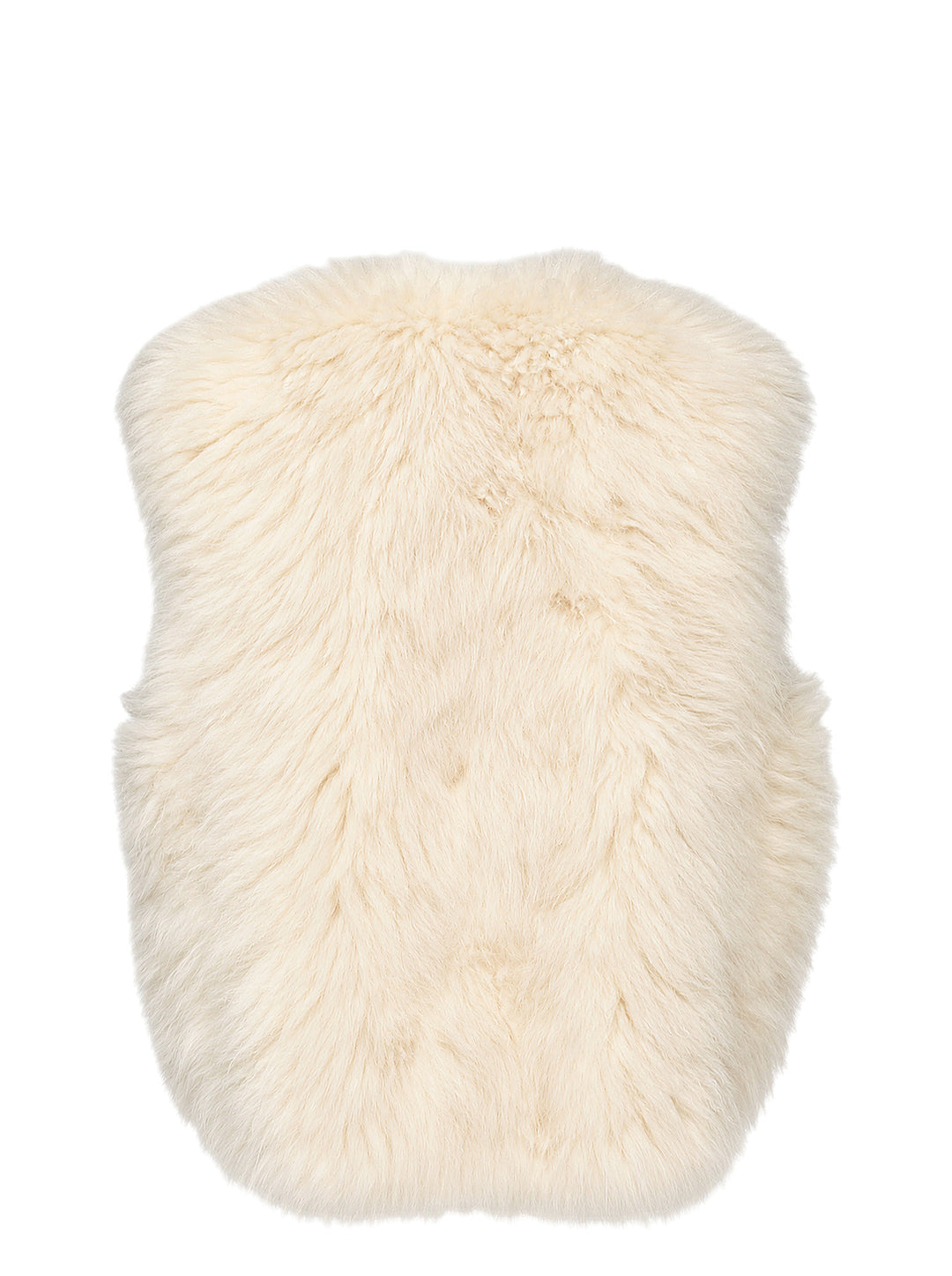 Musée RA cream fur vest with round neckline and centre zip fastening, shown flat against a white background - view 2