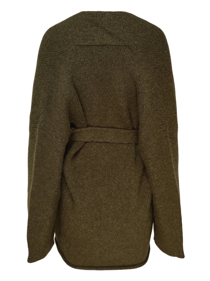 Lauren Manoogian Coto Belted Cardigan in olive, featuring a deep V-neck wrap silhouette and self-tie waist belt, flat lay on white background - view 2