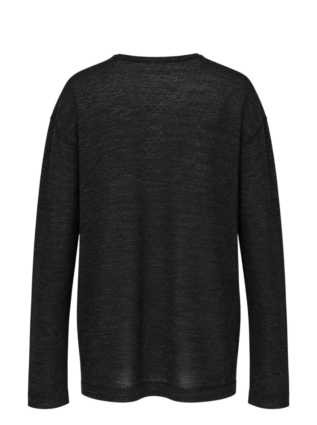 Lauren Manoogian Fine Low V-Neck Sweater in charcoal, featuring a deep V-neckline, oversized relaxed silhouette, dropped shoulders, and long sleeves, shown flat on a white background - view 2