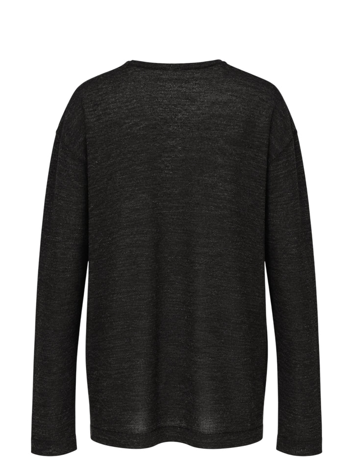 Lauren Manoogian Fine Low V-Neck Sweater in charcoal, featuring a deep V-neckline, oversized relaxed silhouette, dropped shoulders, and long sleeves, shown flat on a white background - view 2