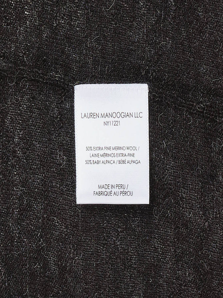 Lauren Manoogian Fine Low V-Neck Sweater in charcoal, featuring a deep V-neckline, oversized relaxed silhouette, dropped shoulders, and long sleeves, shown flat on a white background - view 3