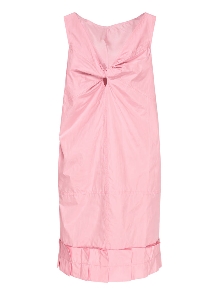 Lee Mathews Nina Silk Ruffle Dress in blush pink — sleeveless midi with panelled construction and a pleated ruffle hem, shown on a white background - view 2