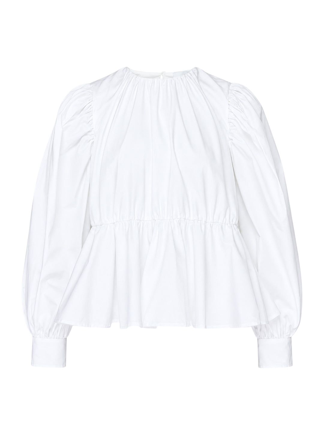 GANNI Compact Poplin Gathered Peplum Top