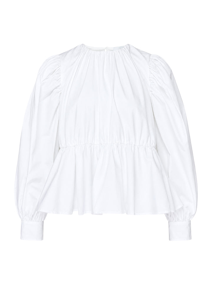 GANNI Compact Poplin Gathered Peplum Top