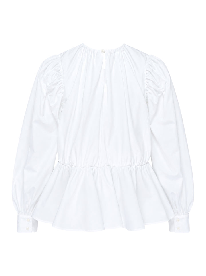 GANNI Compact Poplin Gathered Peplum Top - view 2