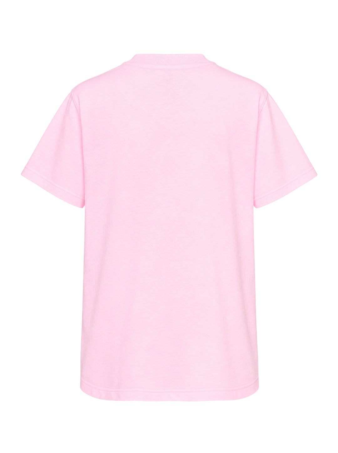 Ganni pink relaxed cotton t-shirt with gothic logo lettering and fluffy teddy bear woodland graphic print and 'Have a nice day! Please recycle' slogan - view 2