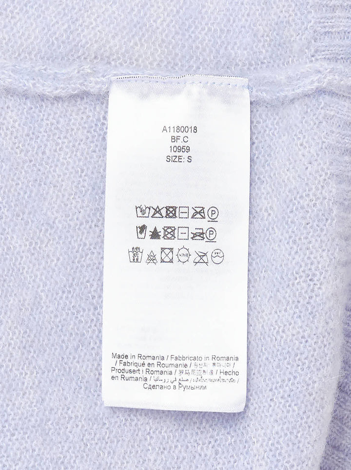 Ganni Brushed Alpaca Teddy Vest in pale lavender with intarsia teddy bear and rock-style logo graphic on the front - view 3