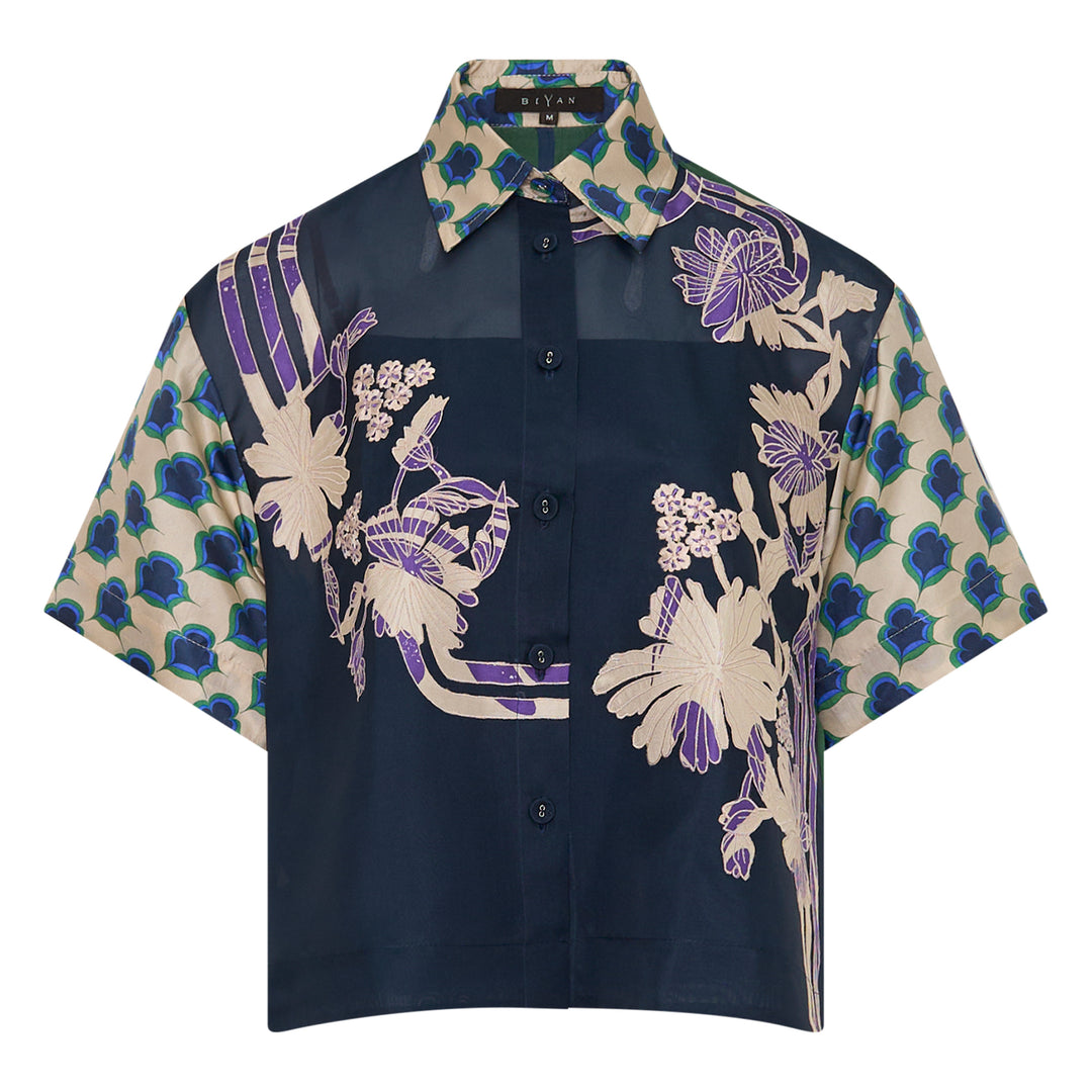 Mix Organza Silk Short Sleeve Blouse