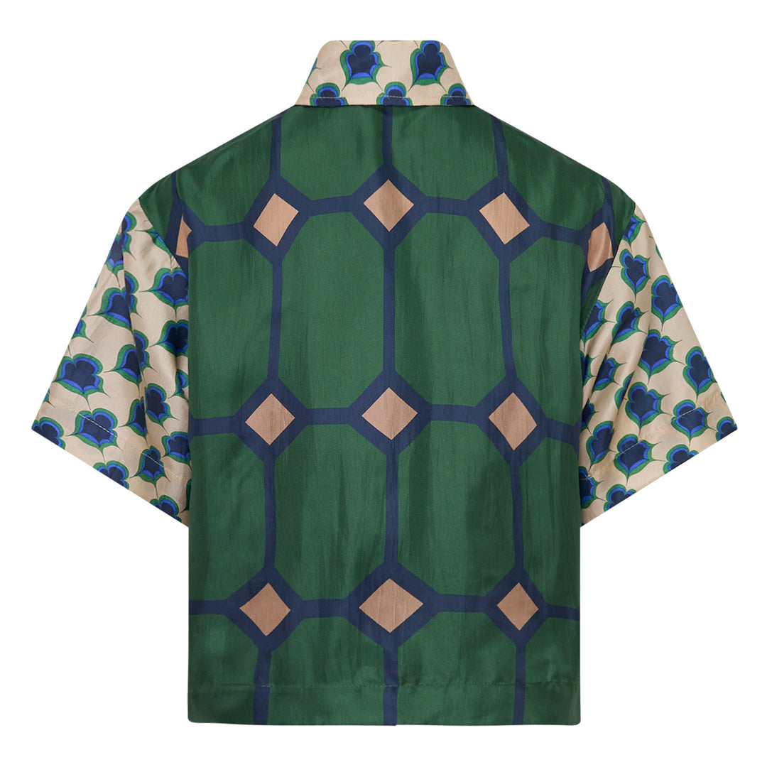 Mix Organza Silk Short Sleeve Blouse