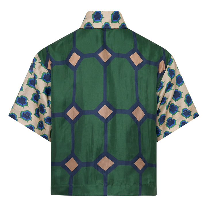 Mix Organza Silk Short Sleeve Blouse
