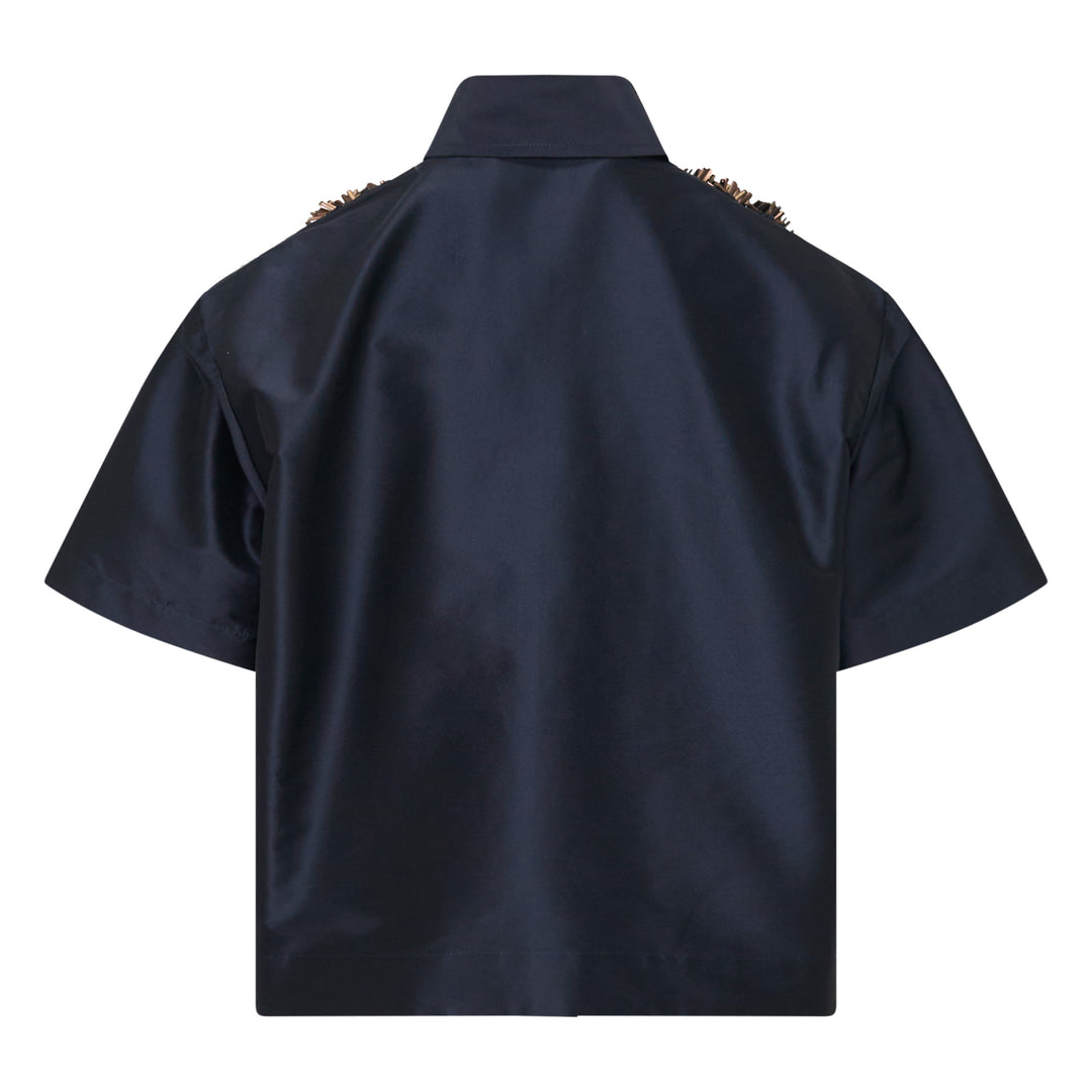 Taffeta Short Sleeve Embellished Shirt