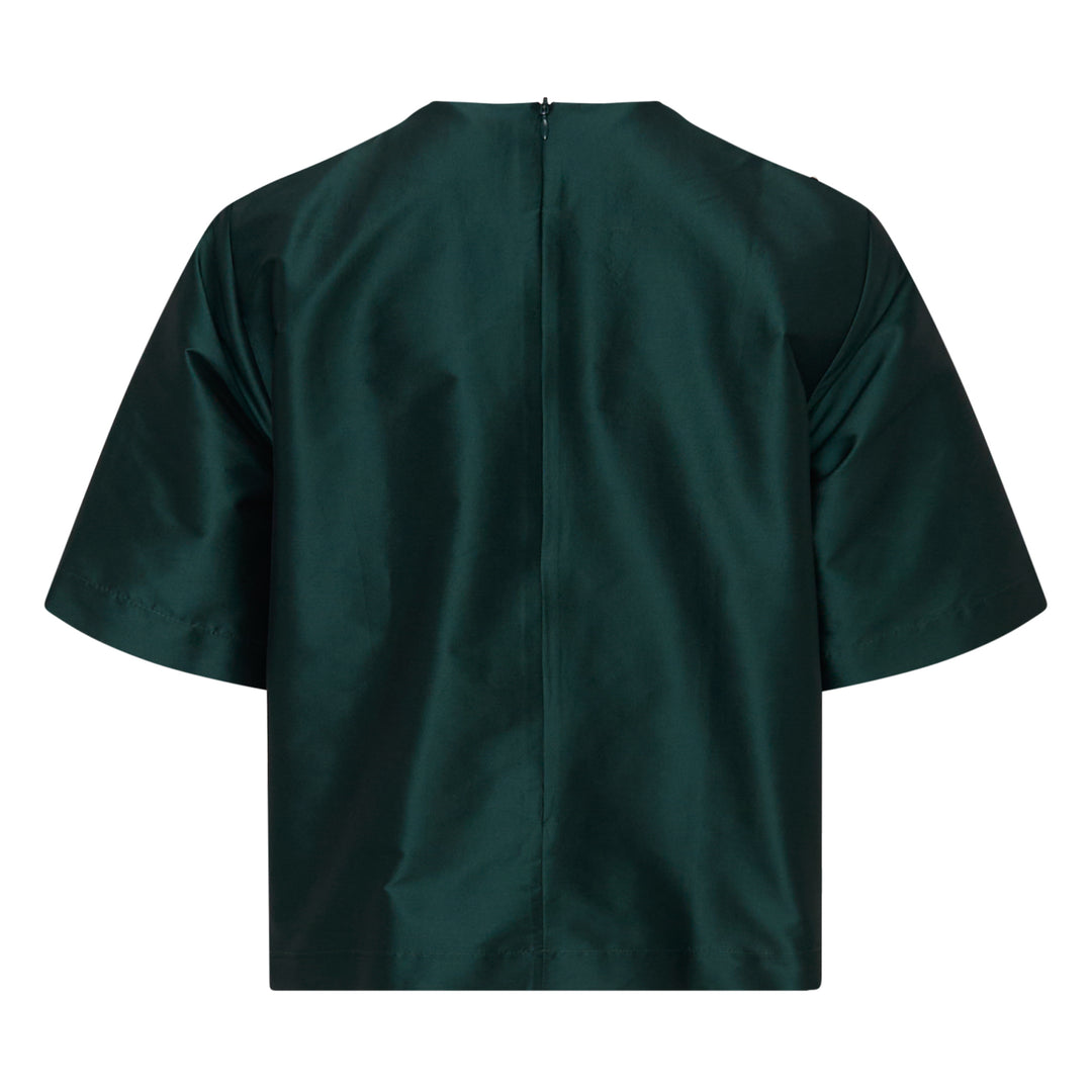 Beaded Taffeta Short Sleeve Top