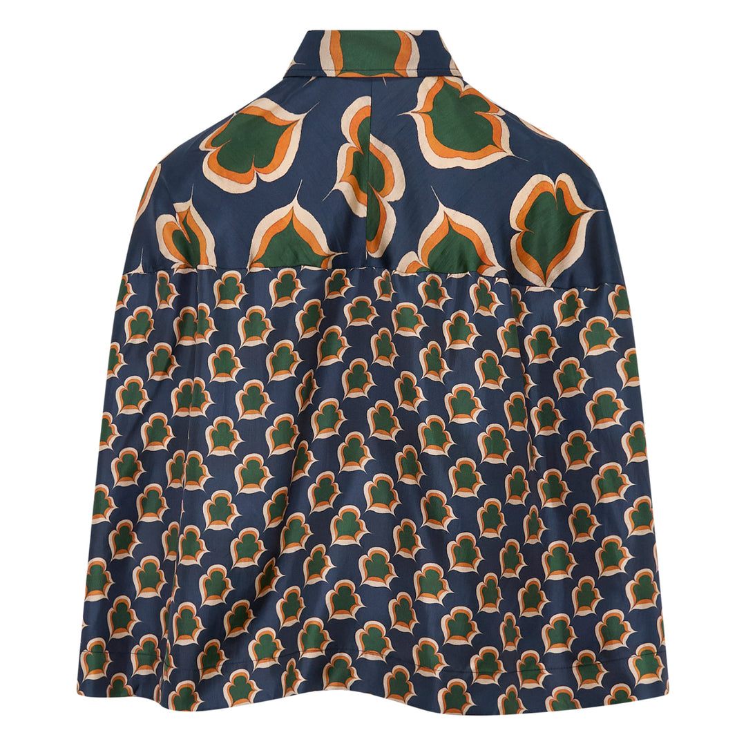 Silk Print Cape Blouse