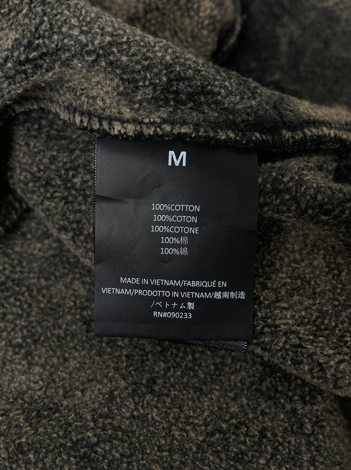 Fear of God Essentials Classic Raglan Hi-Crewneck sweatshirt in washed grey acid-wash finish with embroidered chest logo, front view - view 3
