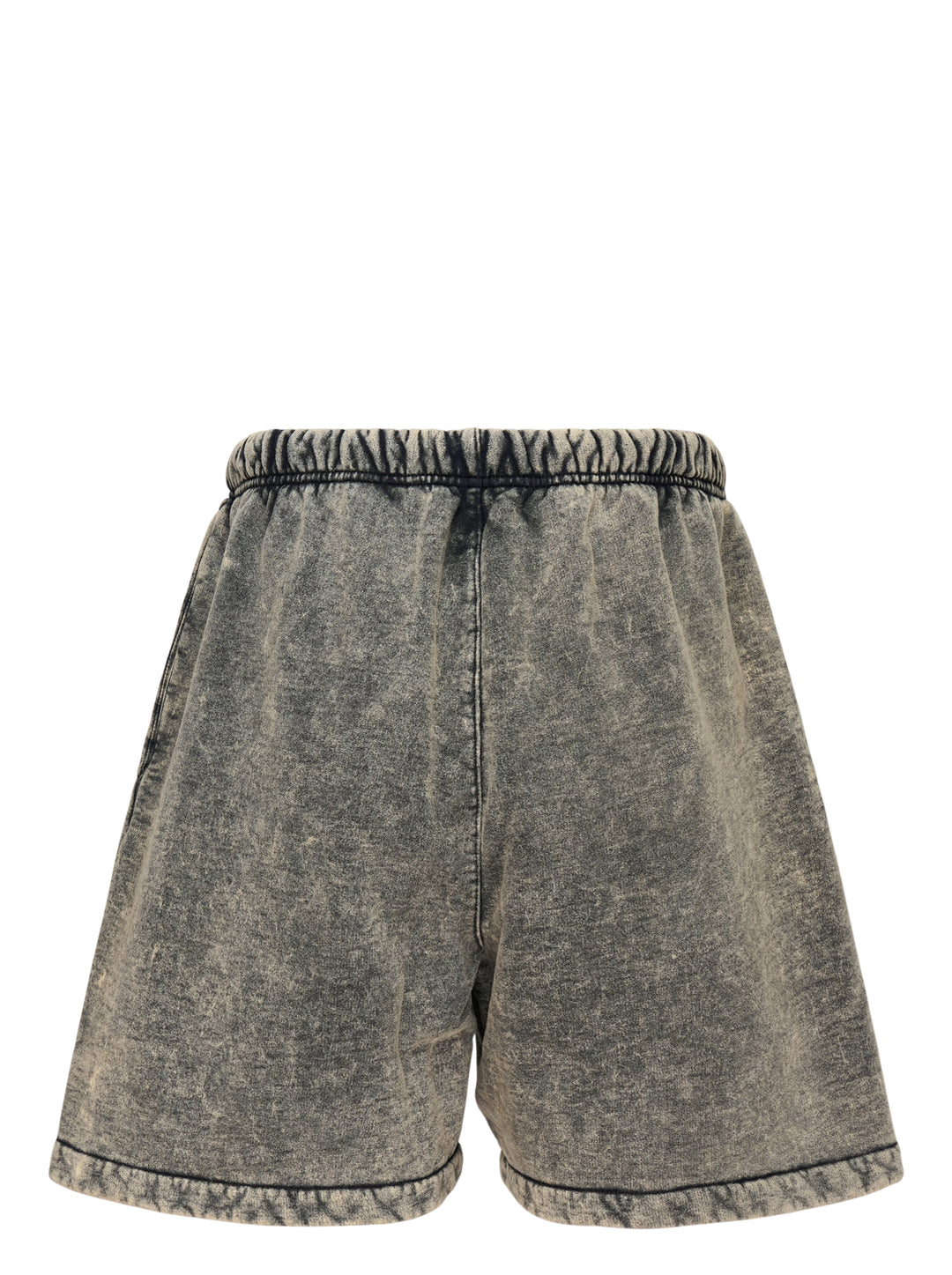 Fear of God Essentials Classic Shorts in a mineral-washed grey finish with beige drawstring waist and rubberised front tab - view 2