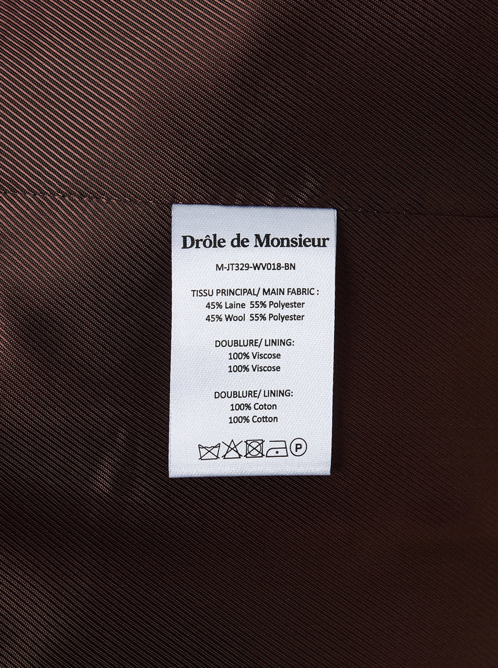 Drôle de Monsieur Western single-breasted jacket in chocolate brown with notched lapels, yoked shoulders, smile chest pockets and flap pockets - view 3