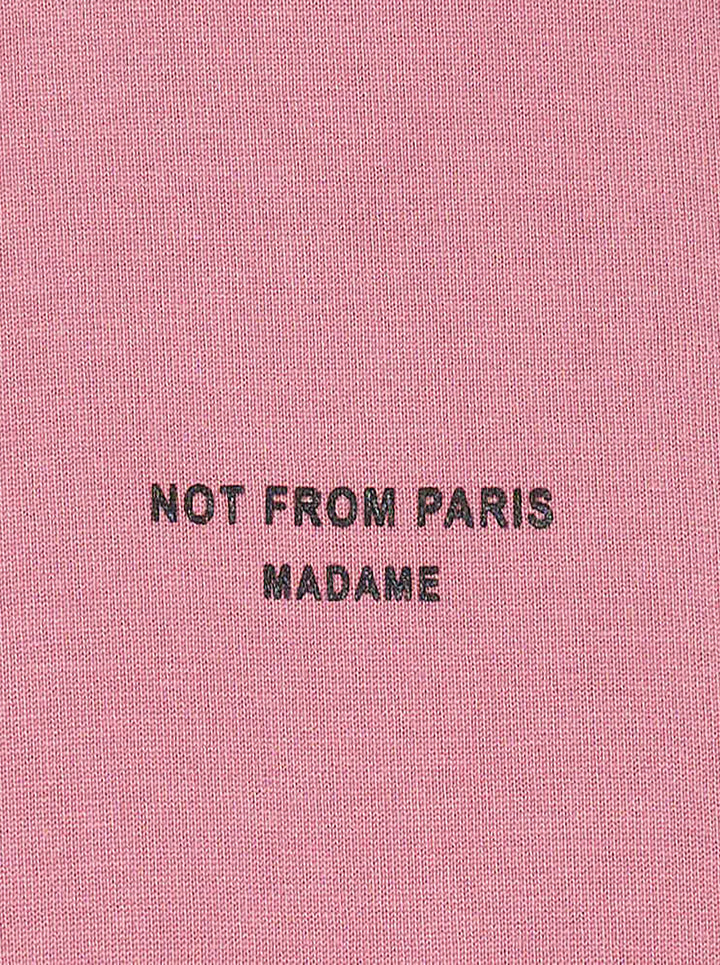 Drôle de Monsieur Classic Slogan Tee in washed pink with 'Not From Paris, Madame' chest print and relaxed oversized fit - view 3
