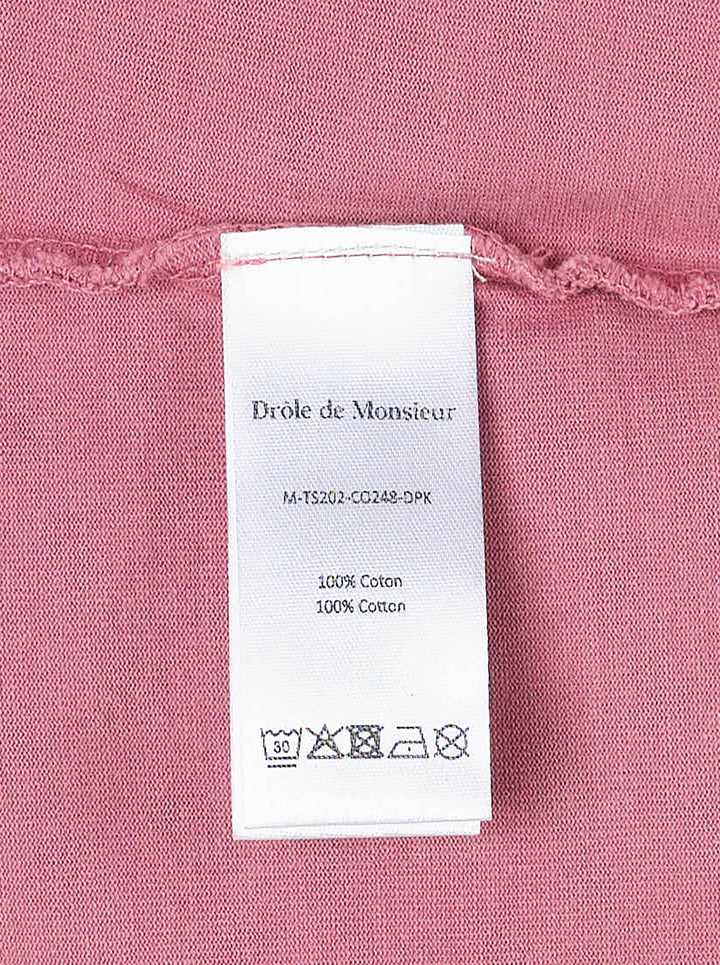 Drôle de Monsieur Classic Slogan Tee in washed pink with 'Not From Paris, Madame' chest print and relaxed oversized fit - view 4