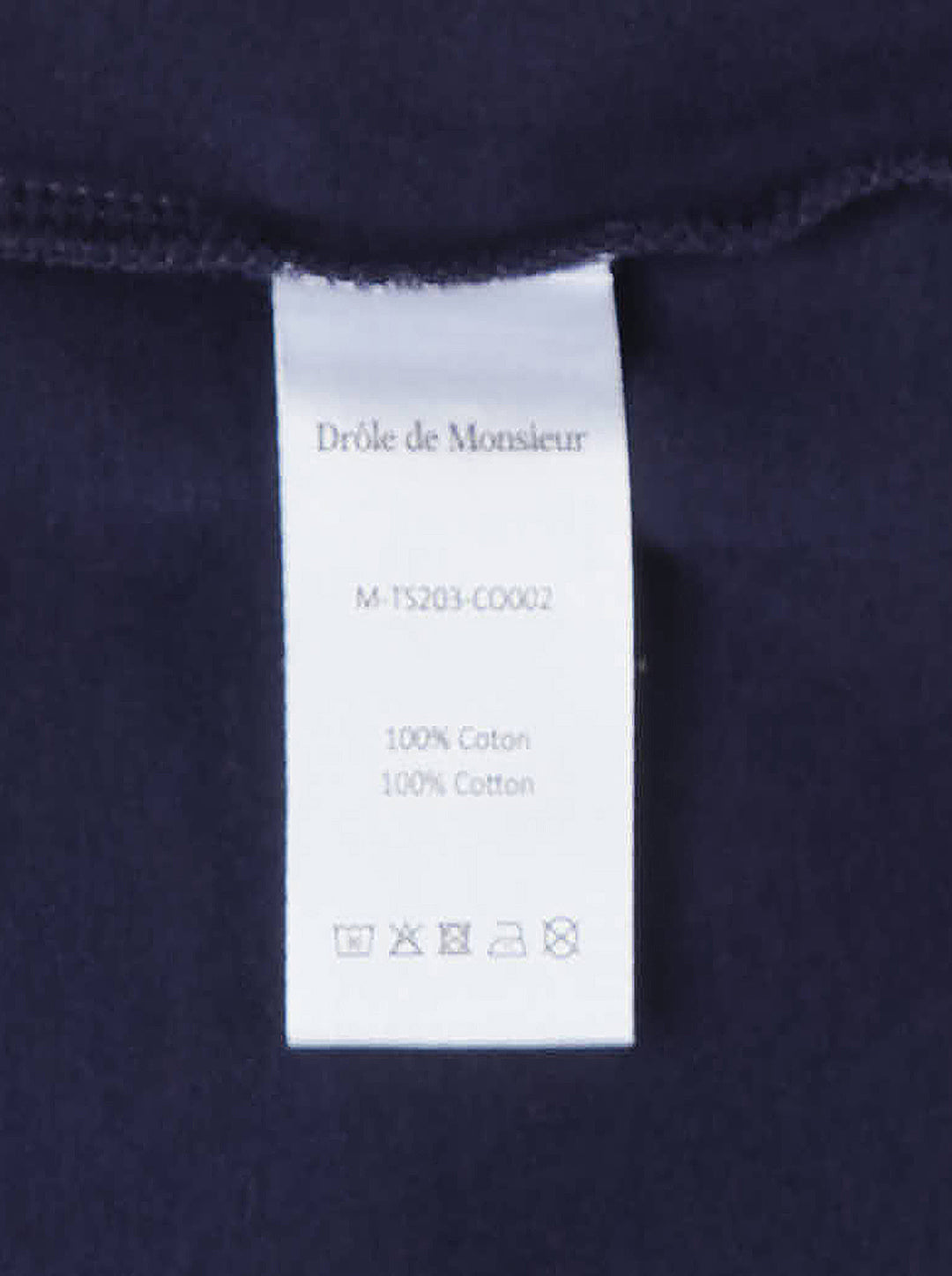 Drôle de Monsieur Not From Paris Madame navy short sleeve oversized tee with yellow slogan print on the chest - view 5