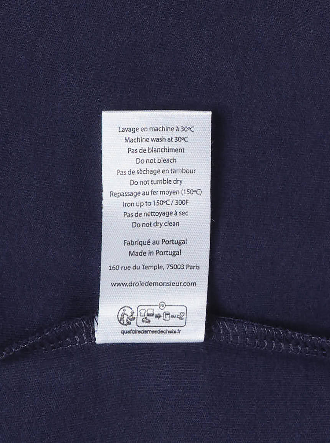 Drôle de Monsieur Not From Paris Madame navy short sleeve oversized tee with yellow slogan print on the chest - view 6