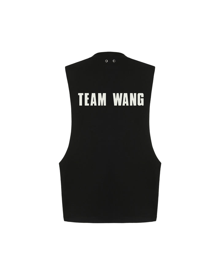 TEAM WANG design Original 1 Jersey Tank Top in black, featuring a structured sleeveless silhouette, crew neckline, and small TEAM WANG logo print at the chest - view 2