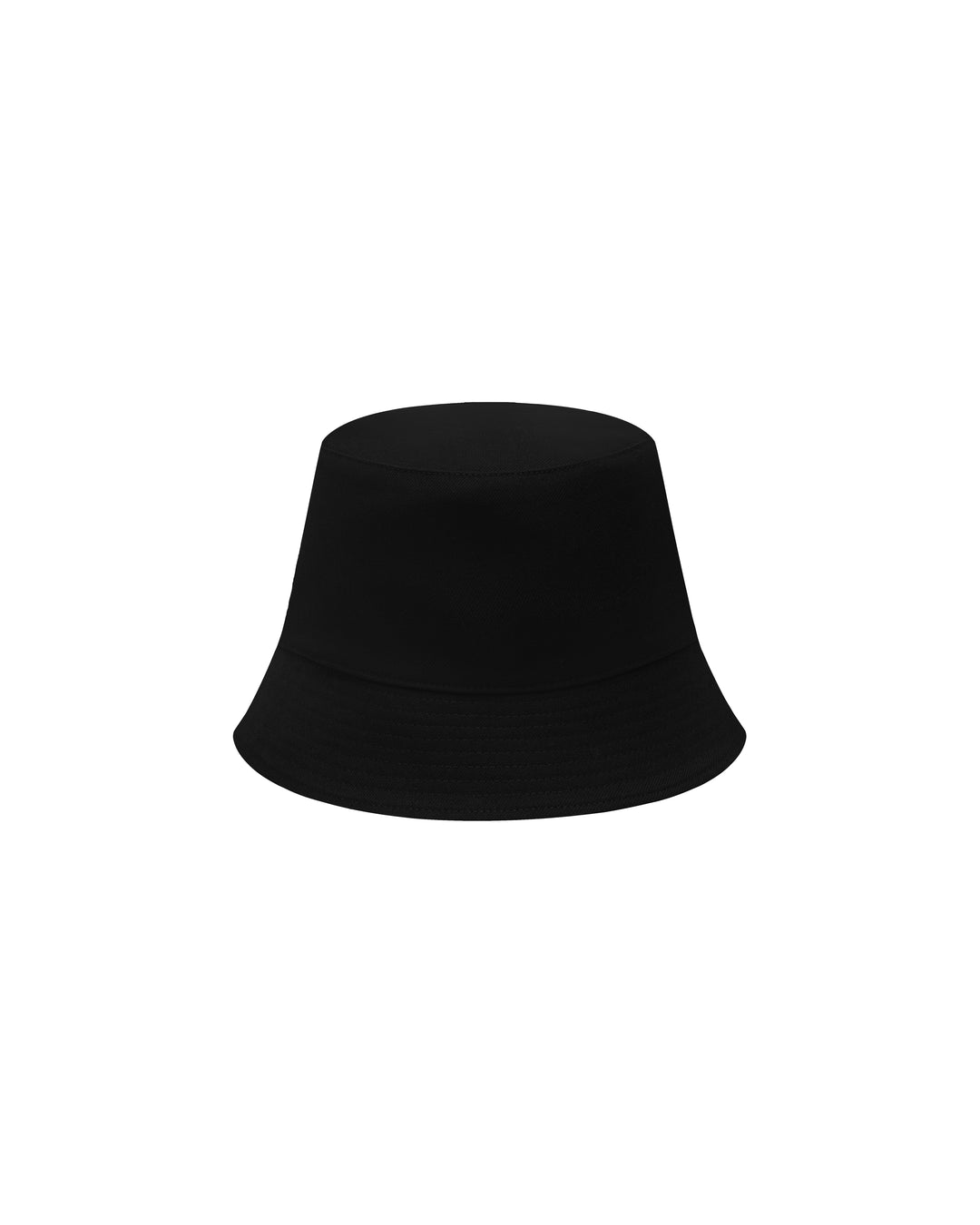 TEAM WANG design Original 1 Bucket Hat in black, front view, featuring a structured tapered crown and downward-sloping brim on a white background