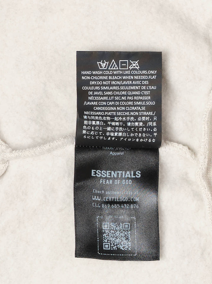 Fear of God ESSENTIALS women's slim sweatpants in heathered oat with drawcord waist, black logo tab and navy embroidered script logo - view 6