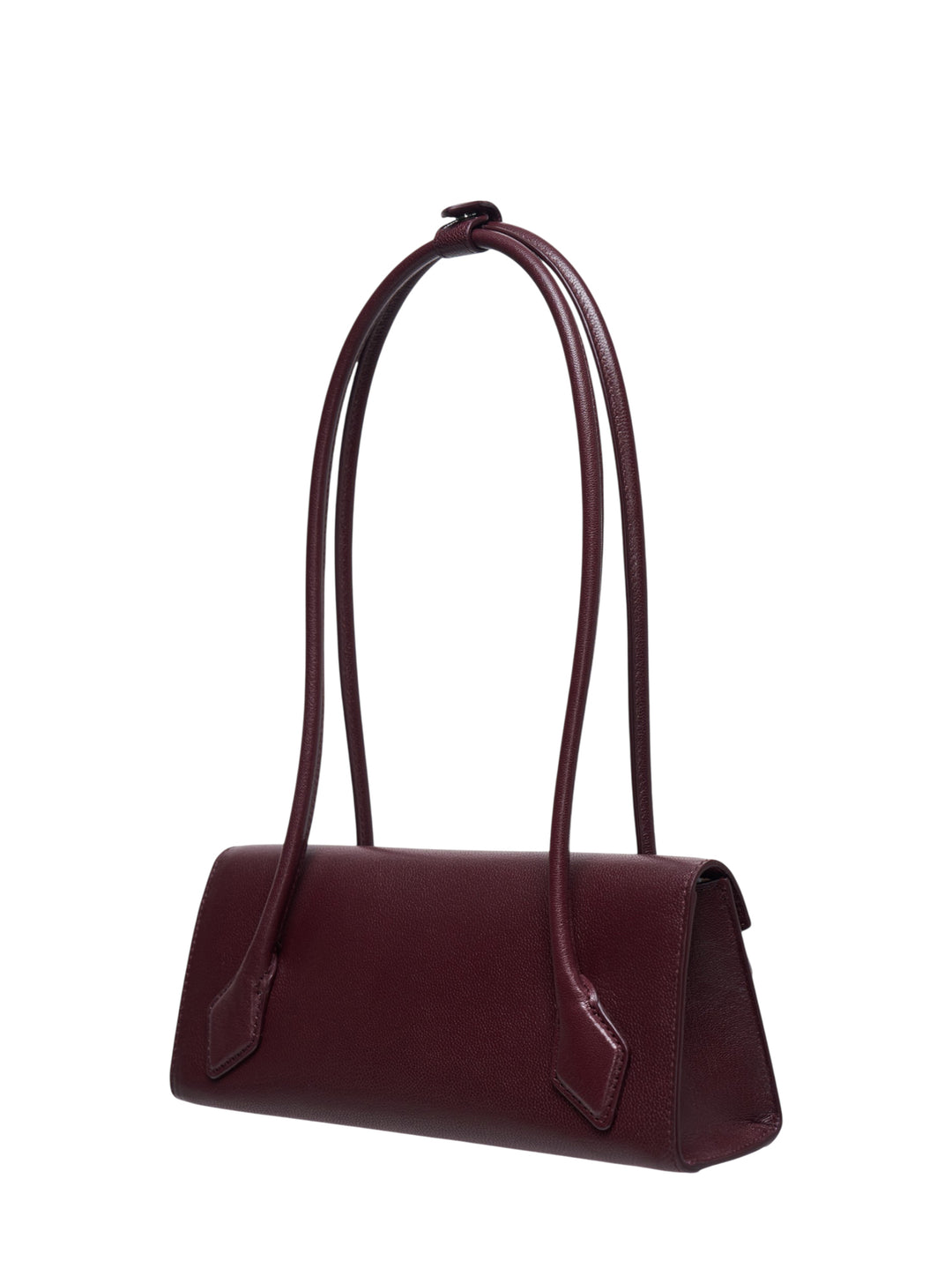 Alaïa Teckel Flap Small shoulder bag in bordeaux shiny goatskin with envelope flap and twin flat handles gathered at a leather loop - view 2