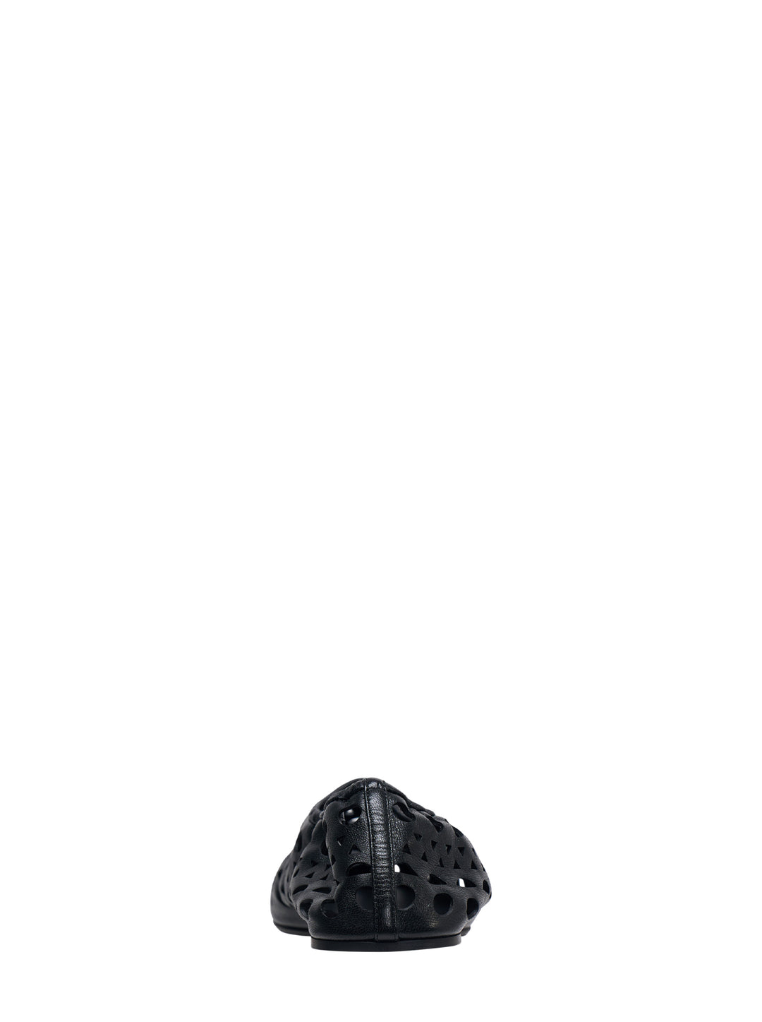 Alaïa Neo Vienne black nappa lambskin flat shoe with all-over laser-cut perforations and a rounded square toe, shown in profile view - view 3