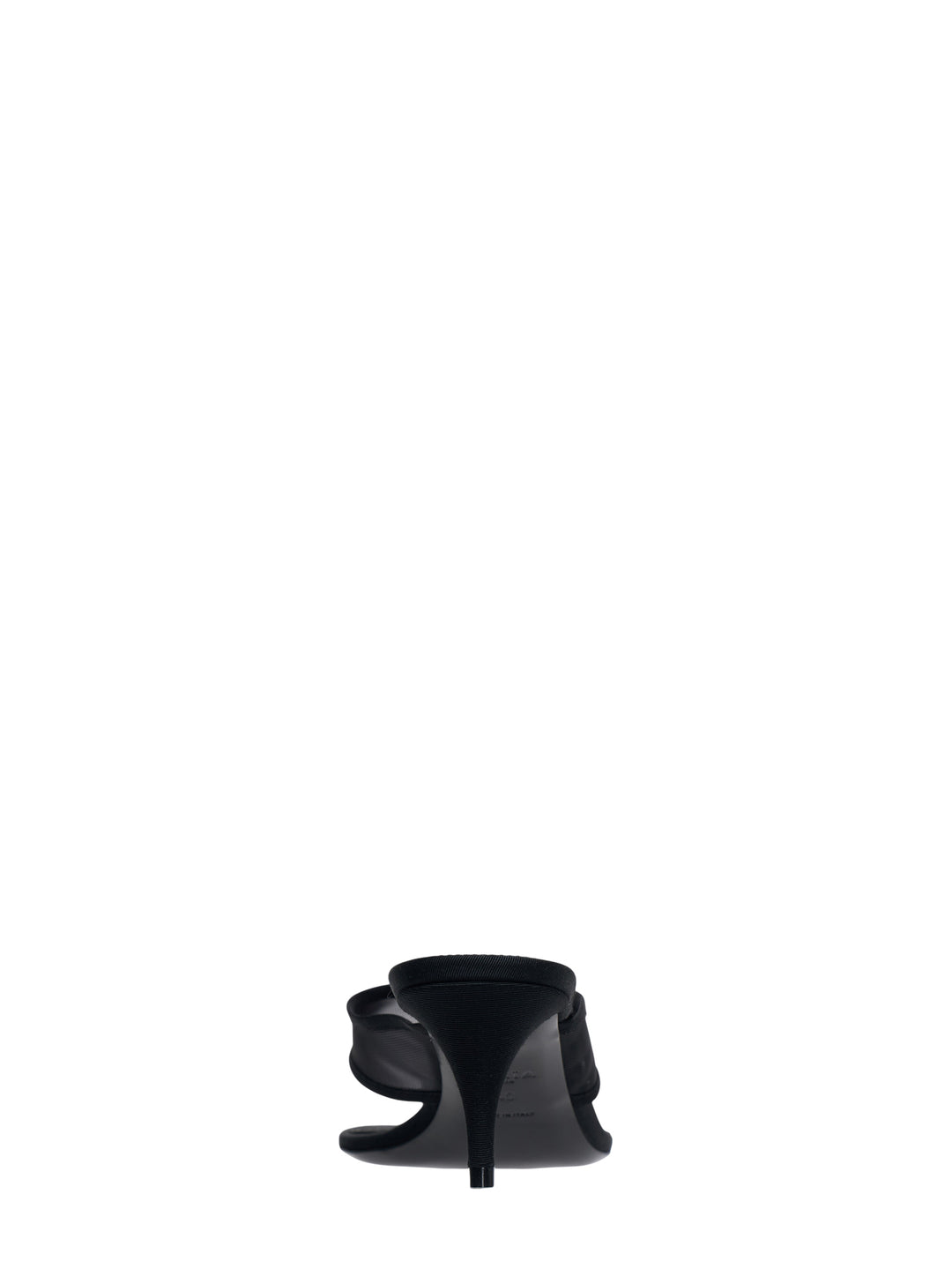 Alaïa Infra 55 black tulle and grosgrain thong sandal with a sculpted kitten heel and square toe, side profile view - view 3