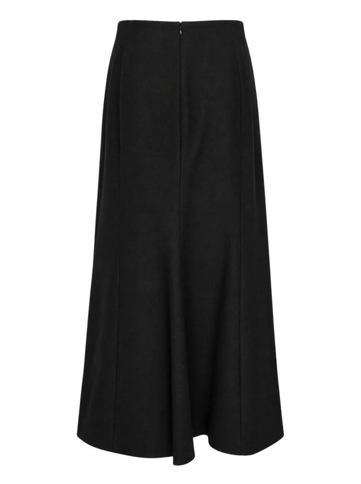 Alaïa black light felted wool pencil skirt with high waistband, zip-detail side pockets, and a midi-length A-line silhouette - view 2
