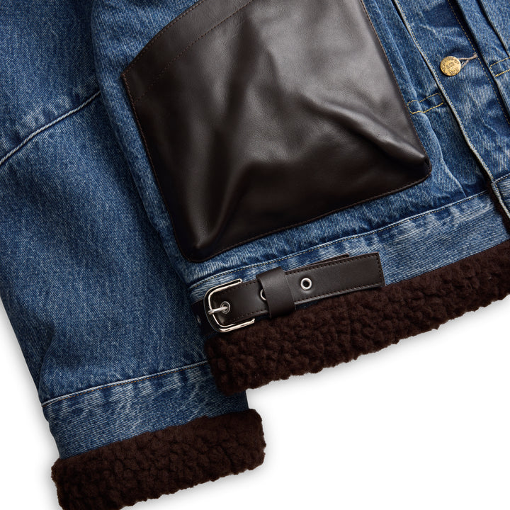 sacai Holiday Capsule Sherpa Trimmed Denim Jacket - view 3