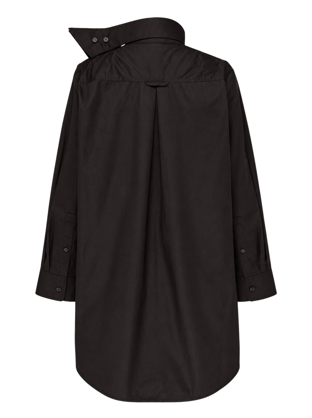 Melitta Baumeister black oversized cotton shirt with a sculptural asymmetric pointed collar, front box pleat and wide cuffs - view 2