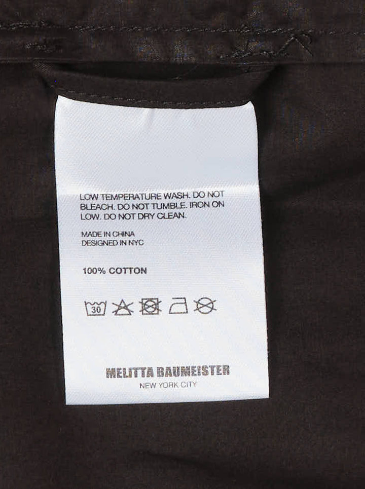 Melitta Baumeister black oversized cotton shirt with a sculptural asymmetric pointed collar, front box pleat and wide cuffs - view 3