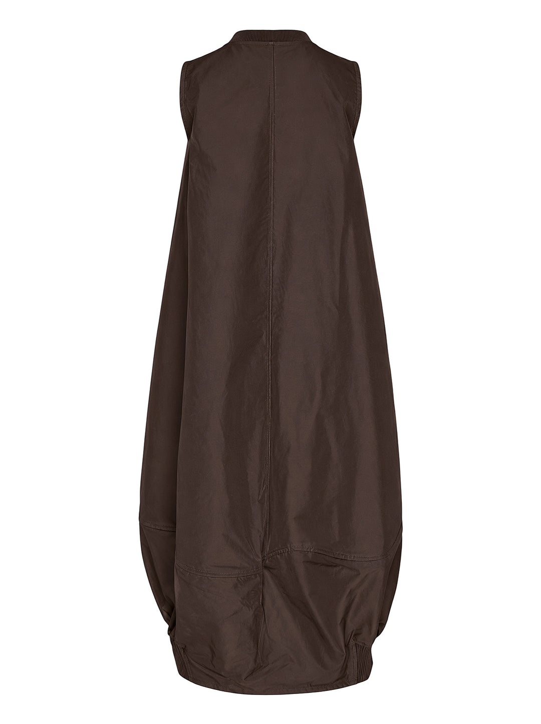Melitta Baumeister sleeveless brown Front Pocket Dress with ribbed neckline, gathered oversized pockets and rounded bubble hem - view 2