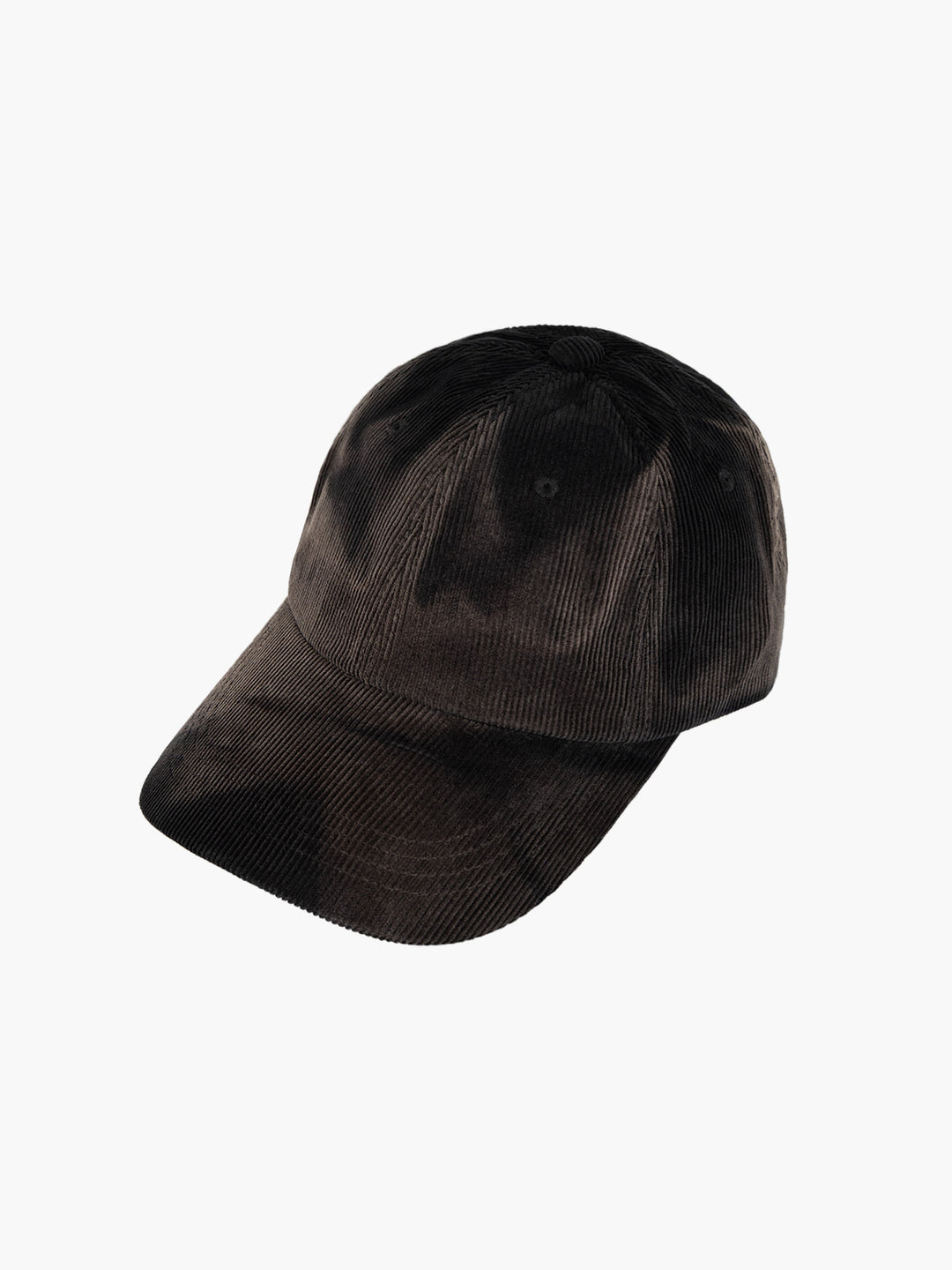 Jiyong Kim sun-bleached corduroy ball cap in faded dark brown and black, front view - view 2
