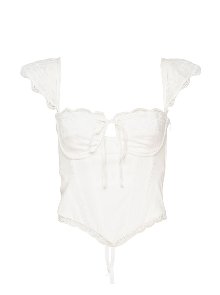 GLOWNY Powder Lace Corset Top
